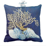 Taie d'oreiller Corail Poisson et Coquillage Bleu Océan - Couleurs Lagon