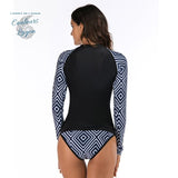 Tankini Rashguard Manche Longue Surf NOIR LOSANGE - Couleurs Lagon - dos