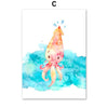 Toile impression d'art Aquarelle Animaux Marins pour Chambre d'Enfants - Couleurs Lagon