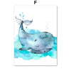 Toile impression d'art Aquarelle Animaux Marins pour Chambre d'Enfants - Couleurs Lagon