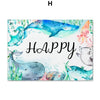 Toile impression d'art Aquarelle Animaux Marins pour Chambre d'Enfants - Couleurs Lagon