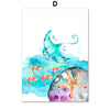 Toile impression d'art Aquarelle Animaux Marins pour Chambre d'Enfants - Couleurs Lagon