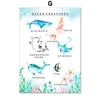 Toile impression d'art Aquarelle Animaux Marins pour Chambre d'Enfants - Couleurs Lagon