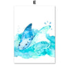Toile impression d'art Aquarelle Animaux Marins pour Chambre d'Enfants - Couleurs Lagon