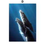 Toile impression d'art Dauphin Baleine bleu Corail - Couleurs Lagon