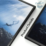 gros plan avec cadre - Toile impression d'art Pierre blanche Baleine bleu Requin PMT - Couleurs Lagon
