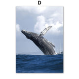 saut de baleine - Toile impression d'art Pierre blanche Baleine bleu Requin PMT - Couleurs Lagon