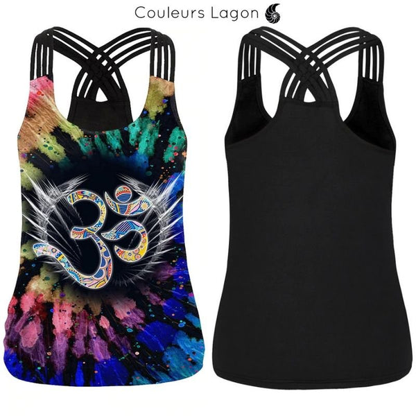 Top Débardeur Femme Mandala Dos Nu - Couleurs Lagon