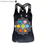 Top Débardeur Femme Mandala Dos Nu - Couleurs Lagon