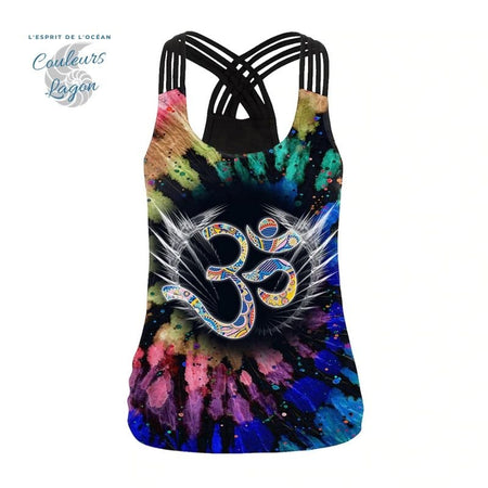 Top Débardeur Femme Mandala Dos Nu - Couleurs Lagon