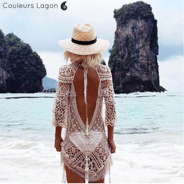 Tunique en dentelle robe de plage - Couleurs Lagon