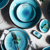 Vaisselle en porcelaine céramique Glaçage Craquelé BLEU LAGON - Couleurs Lagon