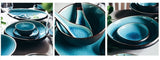 Vaisselle en porcelaine céramique Glaçage Craquelé BLEU LAGON - Couleurs Lagon - service à dessert