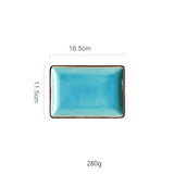 Vaisselle en porcelaine céramique Glaçage Craquelé BLEU LAGON - Couleurs Lagon - plat 11.5x16.5cm