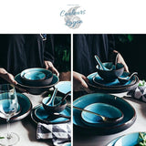 Vaisselle en porcelaine céramique Glaçage Craquelé BLEU LAGON - Couleurs Lagon - 2 plans bols