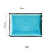 Vaisselle en porcelaine céramique Glaçage Craquelé BLEU LAGON - Couleurs Lagon - plat 16.5x24cm