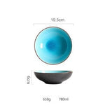 Vaisselle en porcelaine céramique Glaçage Craquelé BLEU LAGON - Couleurs Lagon - assiette creuse ronde 780ml