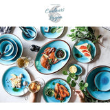 Vaisselle en porcelaine céramique Glaçage Craquelé BLEU LAGON - Couleurs Lagon - vue de dessus 4/3