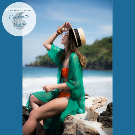 Vêtements de bain en mousseline de soie pour femme - Couleurs Lagon