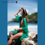 Vêtements de bain en mousseline de soie pour femme - Couleurs Lagon