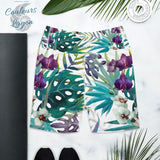 Yoga Shorts PF2-2 FLORAL 1 poche taille haute florale - Couleurs Lagon