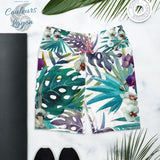 Yoga Shorts PF2-2 FLORAL 1 poche taille haute florale - Couleurs Lagon