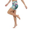 Yoga Shorts PF2-2 FLORAL 1 poche taille haute florale - Couleurs Lagon