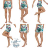 Yoga Shorts PF2-2 FLORAL 1 poche taille haute florale - Couleurs Lagon