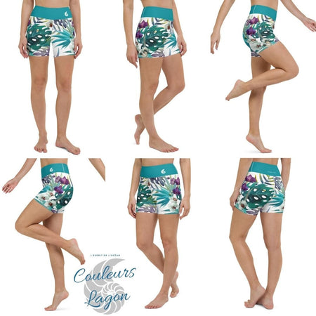 Yoga Shorts PF2-3 ceinture Bleu Turquoise - Couleurs Lagon