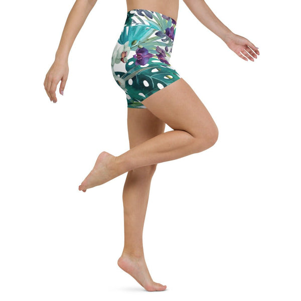 Yoga Shorts PF2 DRAGONFLY 1 poche ceinture florale - Couleurs Lagon