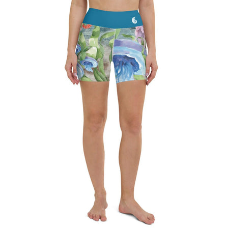 Yoga Shorts PM1.1 ALGUES SABLE & MEDUSES ceinture bleu cobalt - Couleurs Lagon