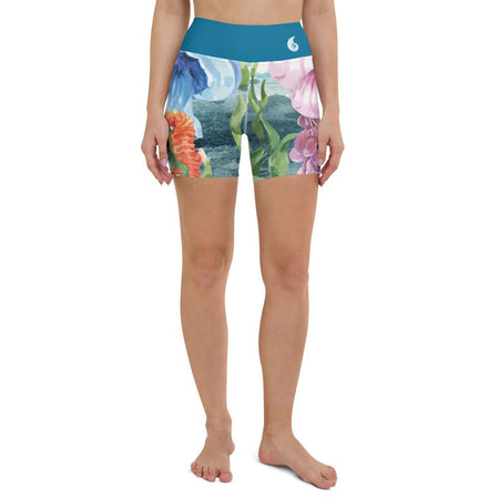 Yoga Shorts PM1.2 ALGUES MEDUSES & HIPPOCAMPE ceinture bleu cobalt - Couleurs Lagon