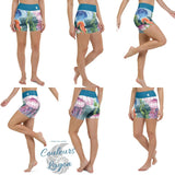 Yoga Shorts PM1.2 ALGUES MEDUSES & HIPPOCAMPE ceinture bleu cobalt - Couleurs Lagon