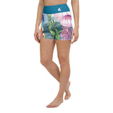 Yoga Shorts PM1.2 ALGUES MEDUSES & HIPPOCAMPE ceinture bleu cobalt - Couleurs Lagon