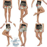 Yoga Shorts PM2.1 SABLE & COQUILLAGES ceinture noire - Couleurs Lagon