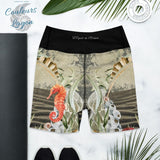 Yoga Shorts PM2.2 SABLE & HIPPOCAMPE ceinture noire - Couleurs Lagon