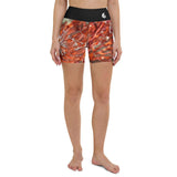 Yoga Shorts Taille Haute Gorgones Rouge DRAGON FISH 1 poche ceinture noire - Couleurs Lagon
