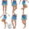 Yoga Shorts Taille Haute TIE DYE DRAGONFLY & JELLYFISH - 1 poche ceinture bleu outremer - Couleurs Lagon