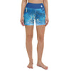 Yoga Shorts Taille Haute TIE DYE DRAGONFLY & JELLYFISH - 1 poche ceinture bleu outremer - Couleurs Lagon