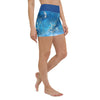 Yoga Shorts Taille Haute TIE DYE DRAGONFLY & JELLYFISH - 1 poche ceinture bleu outremer - Couleurs Lagon