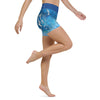 Yoga Shorts Taille Haute TIE DYE DRAGONFLY & JELLYFISH - 1 poche ceinture bleu outremer - Couleurs Lagon