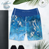 Yoga Shorts Taille Haute TIE DYE DRAGONFLY & JELLYFISH - 1 poche ceinture bleu outremer - Couleurs Lagon