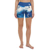 Yoga Shorts Taille Haute TIE DYE OCEAN - 1 poche ceinture bleu outremer - Couleurs Lagon